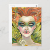 Grüne Frau Postkarte (Vorne/Hinten)
