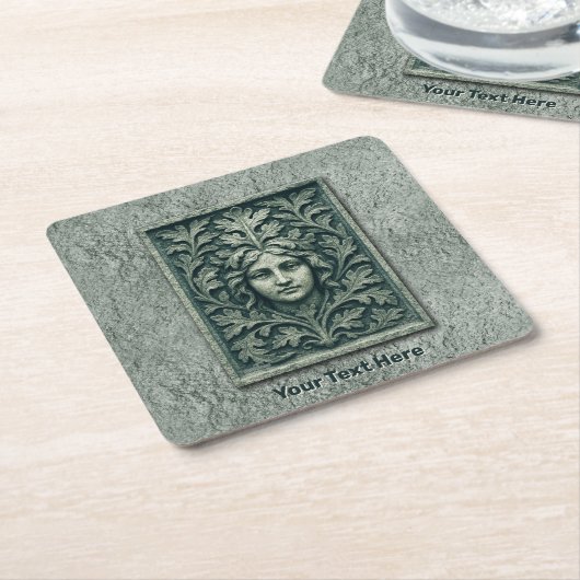 Grüne Frau - Stone Rechteckiger Pappuntersetzer (angewinkelt)