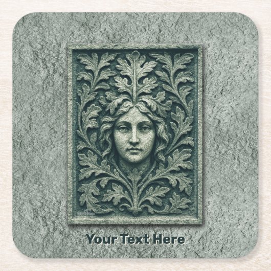 Grüne Frau - Stone Rechteckiger Pappuntersetzer (Vorderseite)