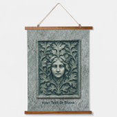 Grüne Frau - Stone Wandteppich Mit Holzrahmen (Vorderseite)