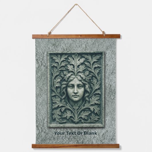 Grüne Frau - Stone Wandteppich Mit Holzrahmen (Vorderseite)