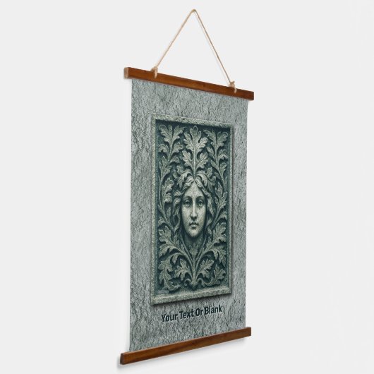 Grüne Frau - Stone Wandteppich Mit Holzrahmen (Gewinkelt)