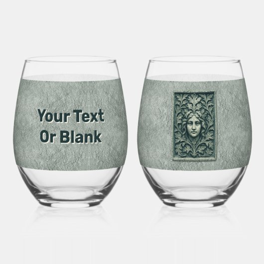 Grüne Frau - Stone Weinglas Ohne Stiel (Rückseite)