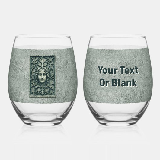 Grüne Frau - Stone Weinglas Ohne Stiel (Vorderseite)