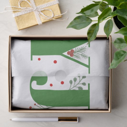 Grüne Freude mit Beeren Weihnachts-Foto Seidenpapier (Geschenk)