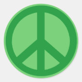 Grüne Friedenszeichen Runder Aufkleber (Vorderseite)