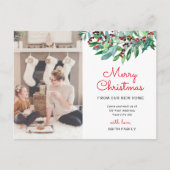 Grüne Frohe Weihnachts-Foto Ankündigung Postkarte (Vorderseite)