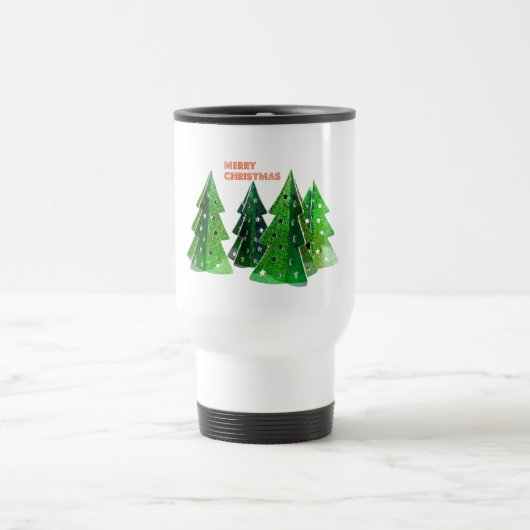 Grüne frohe Weihnachtsbaumen Reisebecher (Mittel)