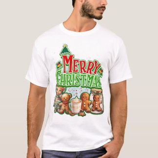 Grüne frohe Weihnachtsgingerassen und Kind mit T-Shirt