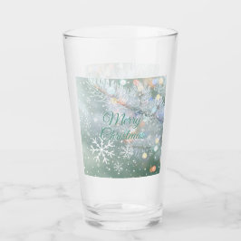 Grüne frohe Weihnachtsschneeflocken Glas