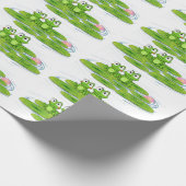 grüne Frösche auf Lilienpolster Geschenkpapier (Ecke)
