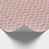 grüne Frösche auf rosa Geschenkpapier (Ecke)
