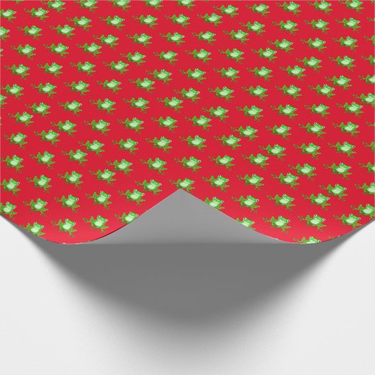 grüne Frösche auf Rot Geschenkpapier (Ecke)