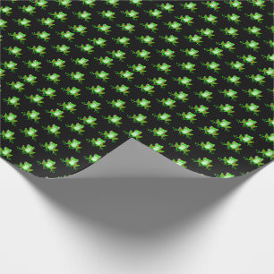 grüne Frösche auf schwarz Geschenkpapier