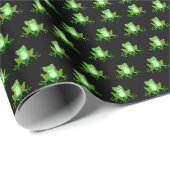 grüne Frösche auf schwarz Geschenkpapier (Rolleneckpunkt)