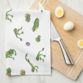 Grüne Frösche Geschirrtuch (Viertel Falte)