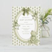 Grüne Frösche Whimsical Baby Shower Einladung (Stehend Vorderseite)