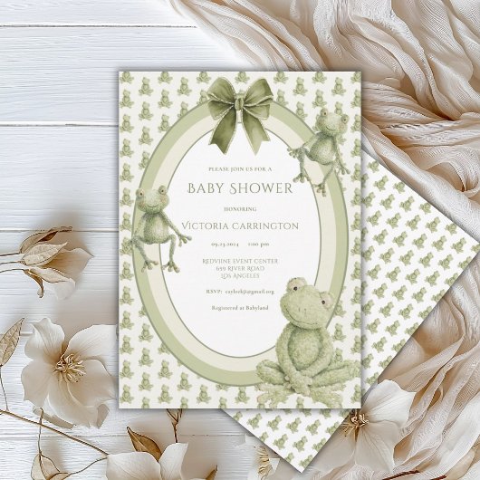 Grüne Frösche Whimsical Baby Shower Einladung