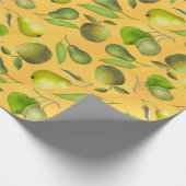 Grüne Früchte auf orangefarbenem Hintergrund Geschenkpapier (Ecke)