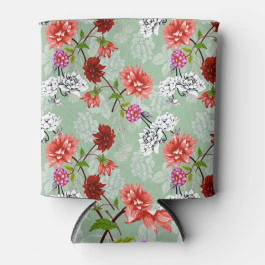 Grüne Frühlingsblüte: Handgezeichnet Dosenkühler (Vorderseite)