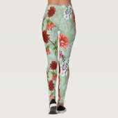 Grüne Frühlingsblüte: Handgezeichnet Leggings (Rückseite)
