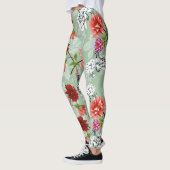 Grüne Frühlingsblüte: Handgezeichnet Leggings (Links)