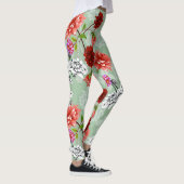 Grüne Frühlingsblüte: Handgezeichnet Leggings (Rechts)