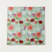 Grüne Frühlingsblüte: Handgezeichnet Wandteppich (Vorderseite (Horizontal))