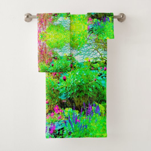Grüne Frühlingsgärtnerei mit Peongs Badhandtuch Set (Insitu)