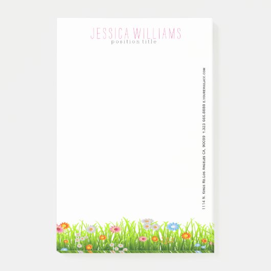 Grüne Frühlingsgras und farbenfrohe Blume Post-it Klebezettel (Vorderseite)