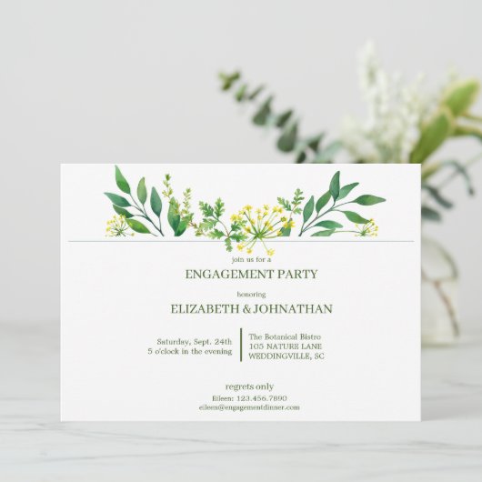 Grüne Frühlingspartei für botanische Kräuter Einladung (Stehend Vorderseite)