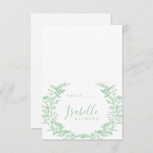 Grüne Frühlingstoiles Blume Hochzeit Platzkarten (Vorne/Hinten)