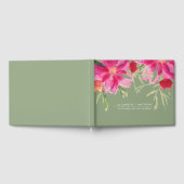 Grüne Fuchsia Floral Watercolor Hochzeit Gästebuch (Voll)