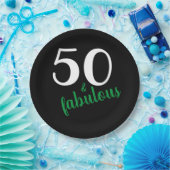 Grüne Fünfzigste und fabelhafte Black Birthday Par Pappteller (Party)