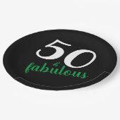 Grüne Fünfzigste und fabelhafte Black Birthday Par Pappteller (Schrägansicht)