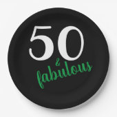 Grüne Fünfzigste und fabelhafte Black Birthday Par Pappteller (Vorderseite)