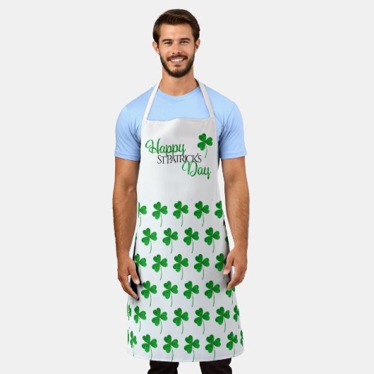 Grüne Funkelnd Kleeblätter Happy St Patrick's Day Schürze (Getragen)