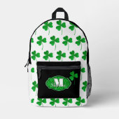 Grüne Funkelnd Kleeblätter Mit Monogramm St Patric Bedruckter Rucksack (Vorderseite)