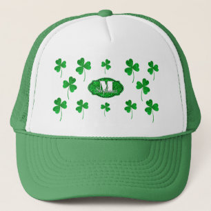 Grüne Funkelnd Kleeblätter Mit Monogramm St Patric Truckerkappe