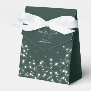 Grüne funkelnde Lichter Danke Geschenkschachtel