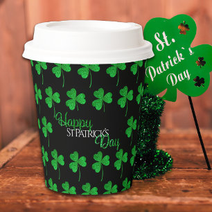 Grüne funkelnde Shamrocks Frohen St. Patrick’s Tag Pappbecher