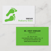 Grüne Fußabdrücke, Podiatrie-Klinik, Podiatrist Visitenkarte (Vorne/Hinten)