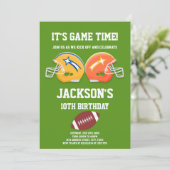 Grüne Fußball Einladungen zum Geburtstag (Stehend Vorderseite)