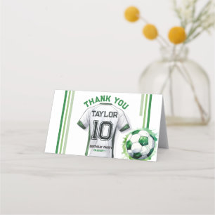Grüne Fußball-Sport-Jersey für Jungen Dankeskarten Platzkarte