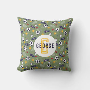 Grüne Fußball-Sportbekleidung für Jungen Kinder Kissen