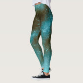 Grüne Galaxie Sparkle Abstrakte Leggings (Links)