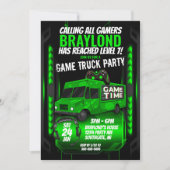 Grüne Game Truck Geburtstagsparty Einladung (Vorderseite)
