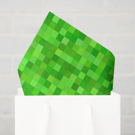 Grüne Gamer-Pixel | Geburtstagspartei Seidenpapier (Geschenk Tasche)