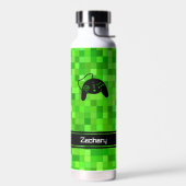 Grüne Gamer-Pixel Personalisiert Trinkflasche (Links)