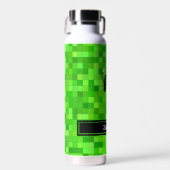 Grüne Gamer-Pixel Personalisiert Trinkflasche (Vorne)